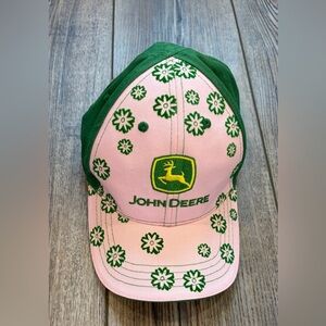 John Deere Youth Pink Green Floral Baseball Cap